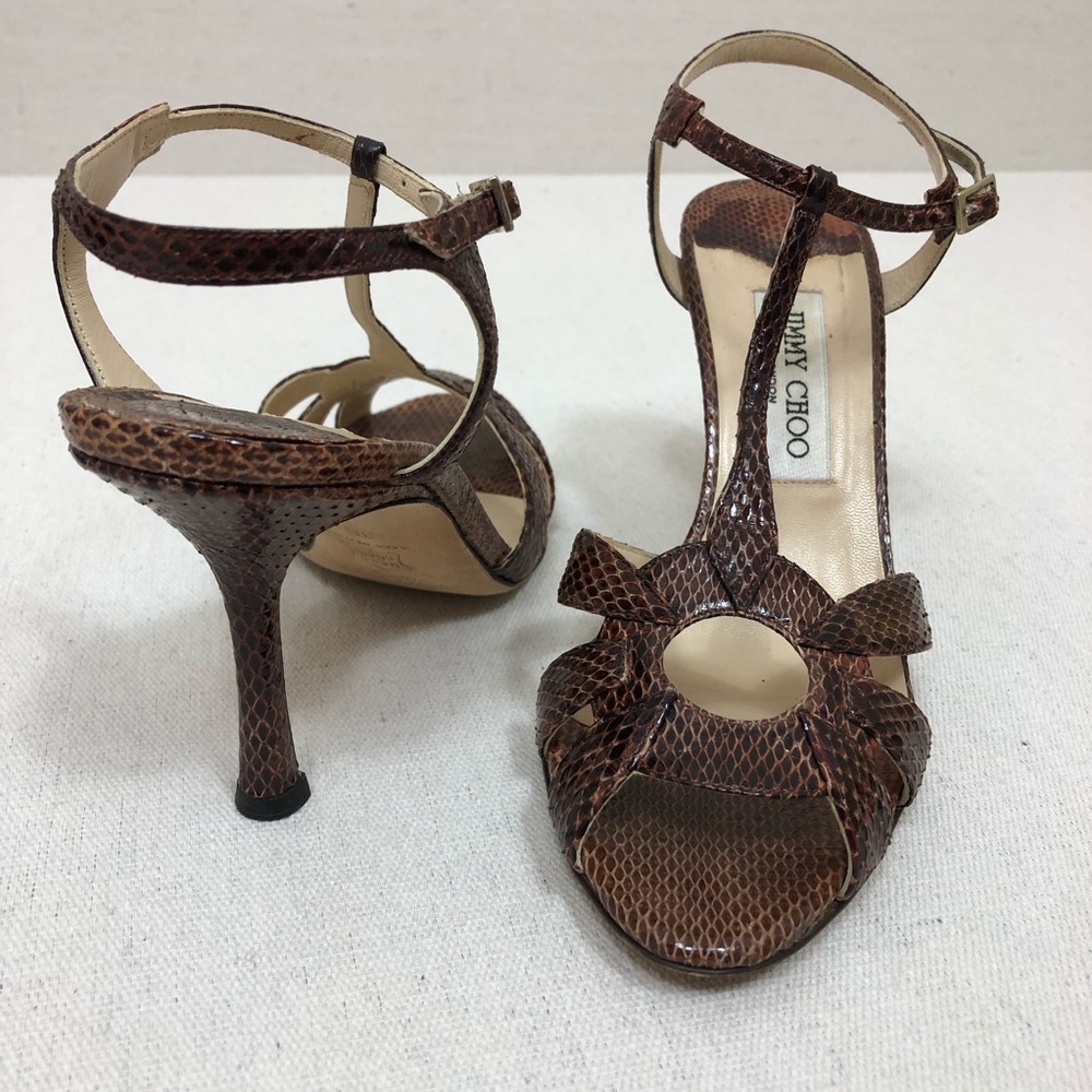 Jimmy Choo Vintage Leather Snakeskin Sandals Size 38